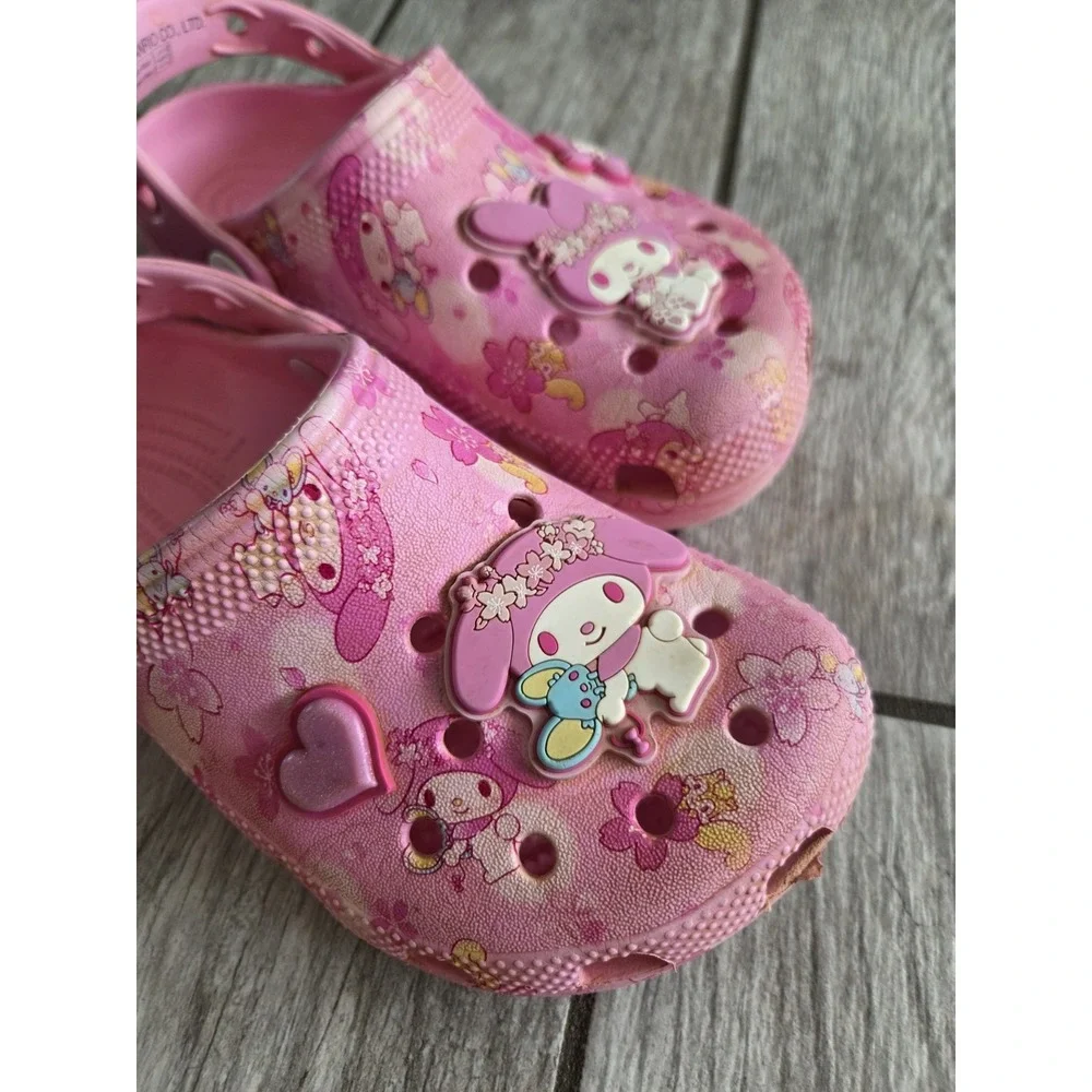 Crocs My Melody Pink Floral Clogs J1 Kids Sanrio Charm Shoes Cute Youth 2025